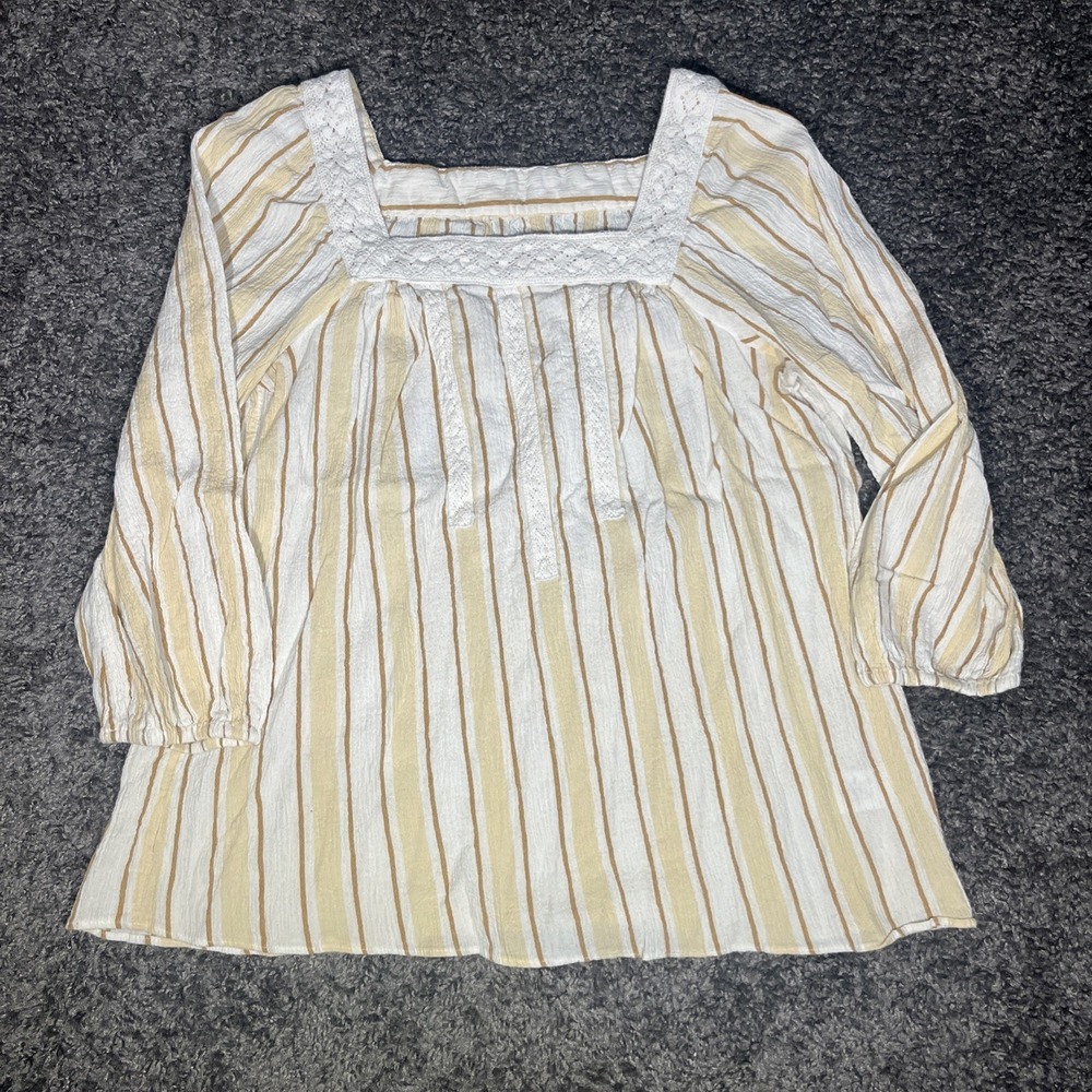 Women's LC Lauren Conrad Square Neck Peasant Top | 100% Cotton | No Tag See Pics